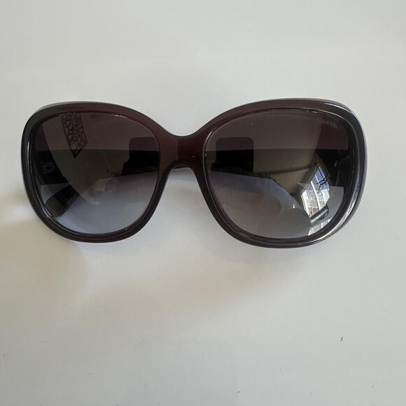 Chanel Sunglasses Womens Brown Oval Gray Gradient Logo Plastic Frame Oversized main image 10